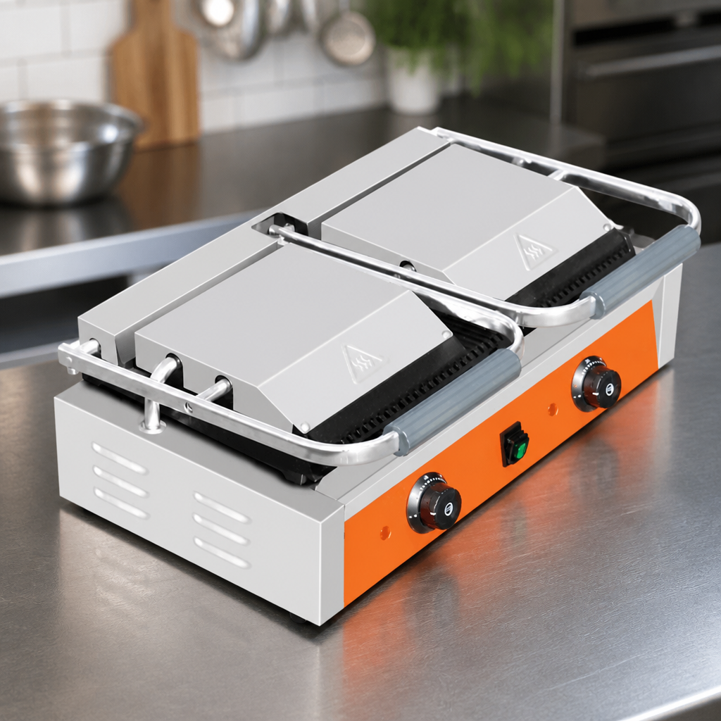 Commercial Double Contact Grill Ribbed Plates 2x210x226mm