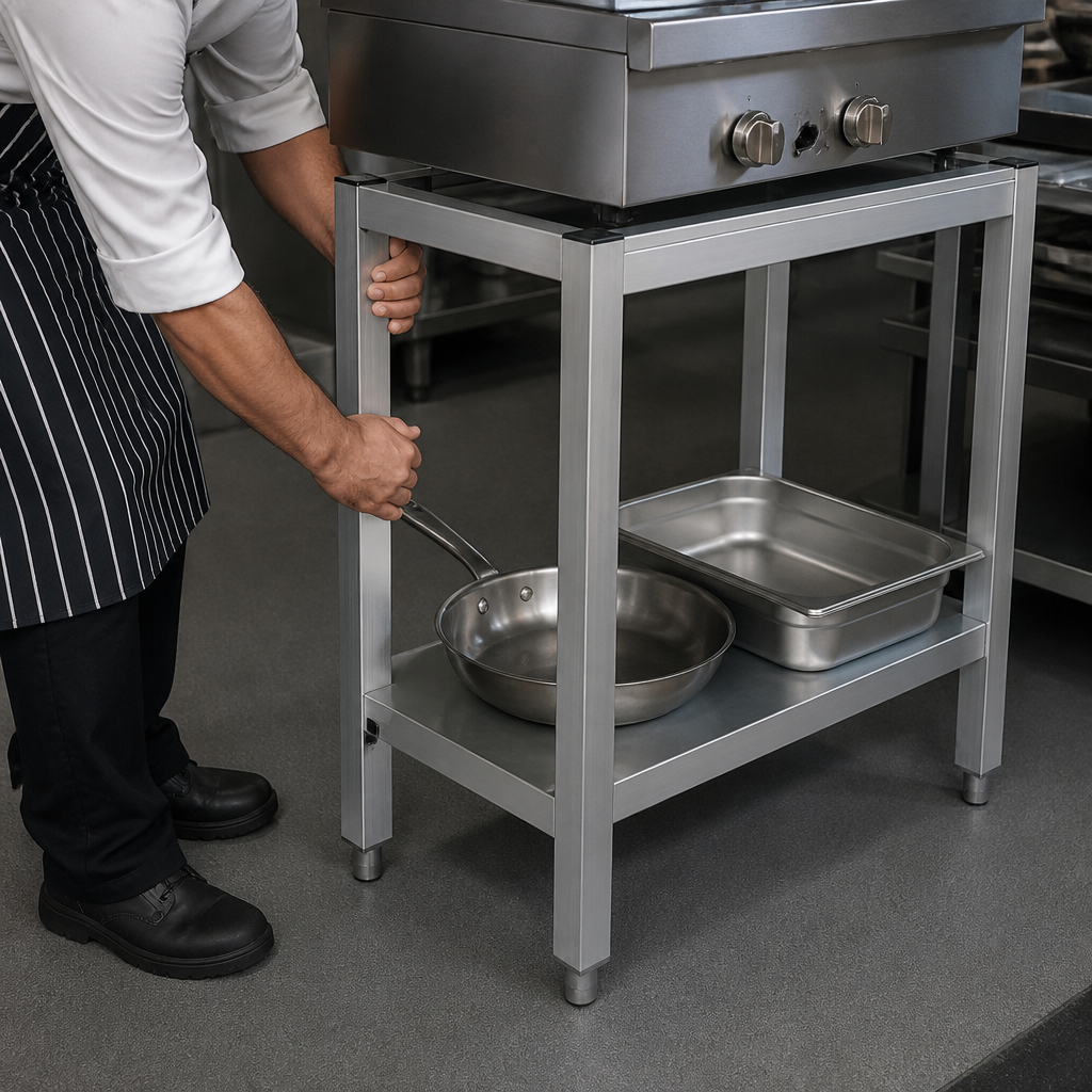Commercial stainless steel stand for countertop units 662mm high