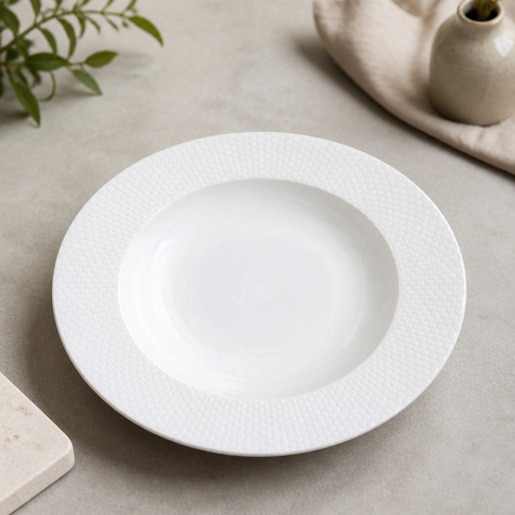 Commercial Bone China Rim Bowls 220mm Stackable 12 Pack