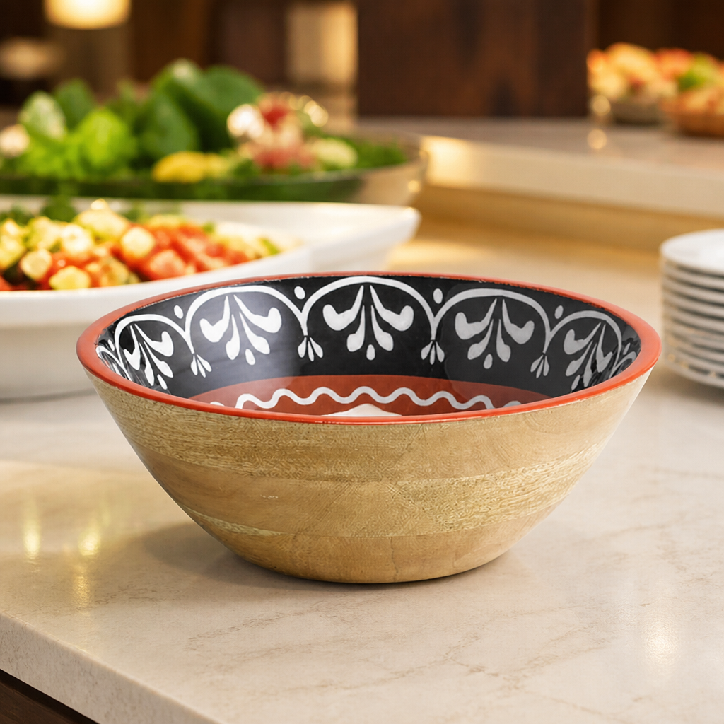 3L Commercial Wooden Bowl for fruit and salad presentation