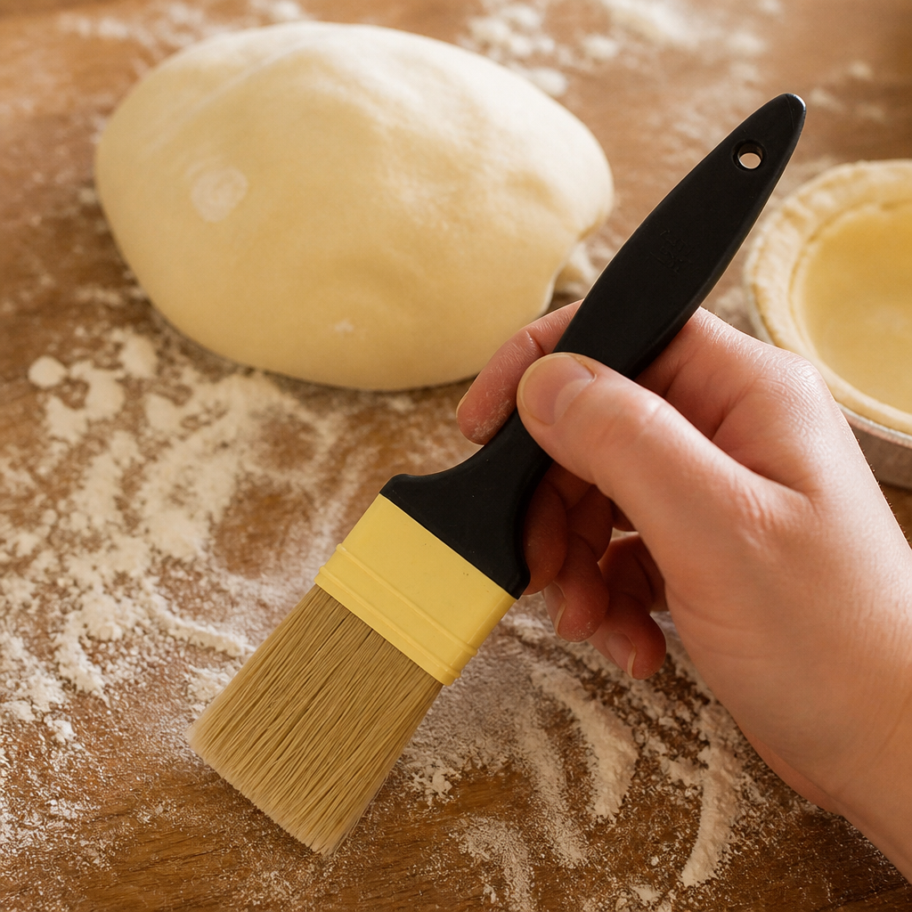 Commercial pastry brush with natural flat bristles, 5cm