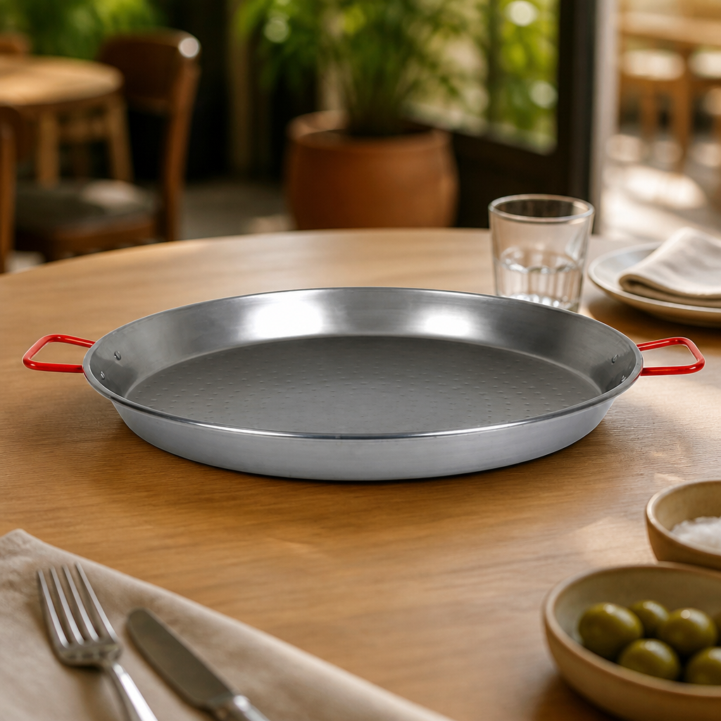 Commercial Carbon Steel Paella Pan 50cm Ideal for Heavy Duty Use