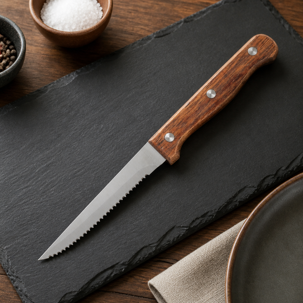 Commercial Steak Knives 113mm Acacia Handles 12 Pack