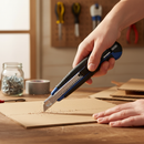 Premium Retractable Utility Knife with 12 Segment Blade and Soft Grip Handle for Intricate Cutting Tasks