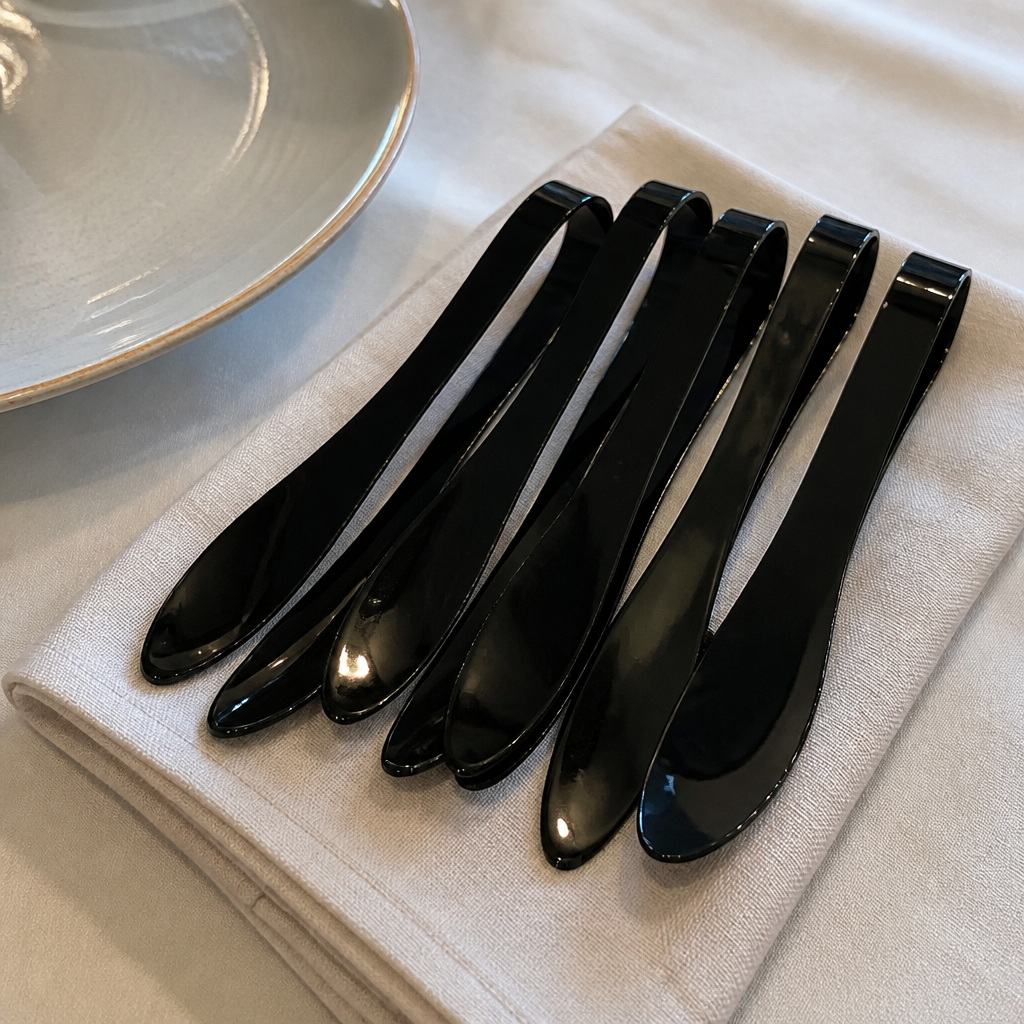 Commercial Snail Tongs Black 6 Pack Stainless Steel