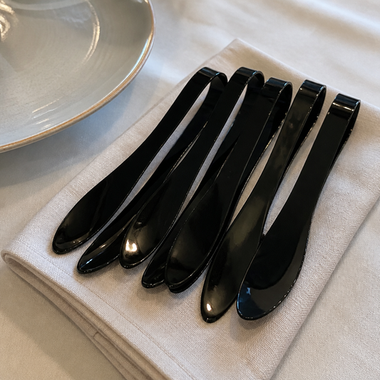 Commercial Snail Tongs Black 6 Pack Stainless Steel