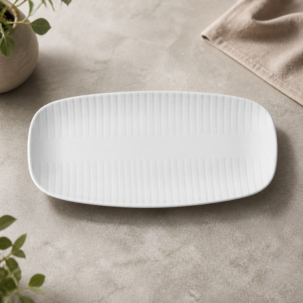 Commercial Oblong Plates 350x187mm Super Vitrified Grey 6 Pack