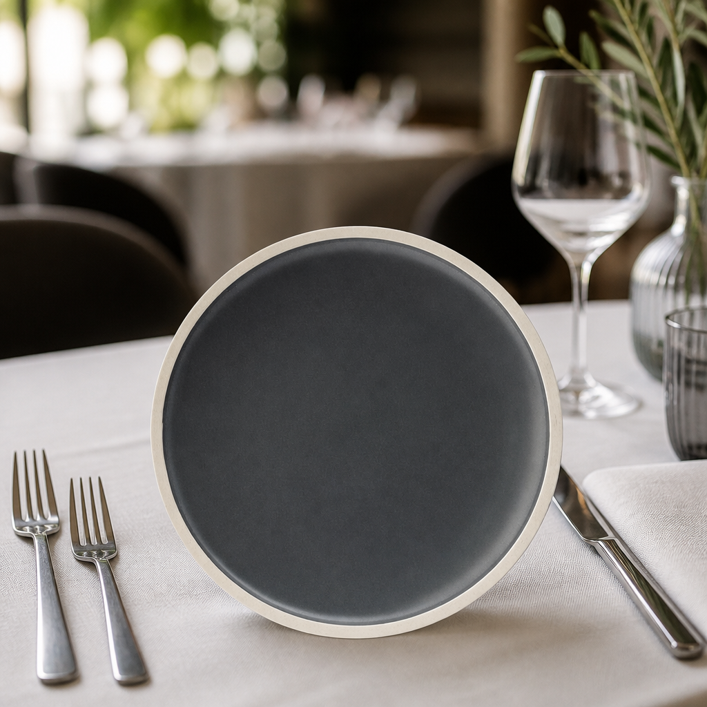 Commercial Vitrified Porcelain Plates 265mm Charcoal 6 Pack