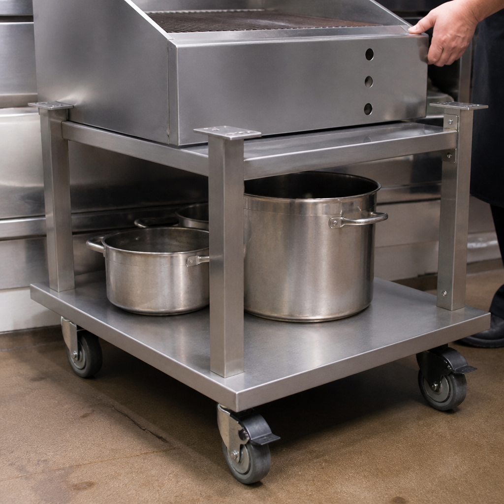 Commercial Chargrill Stand with Castors for kitchen storage