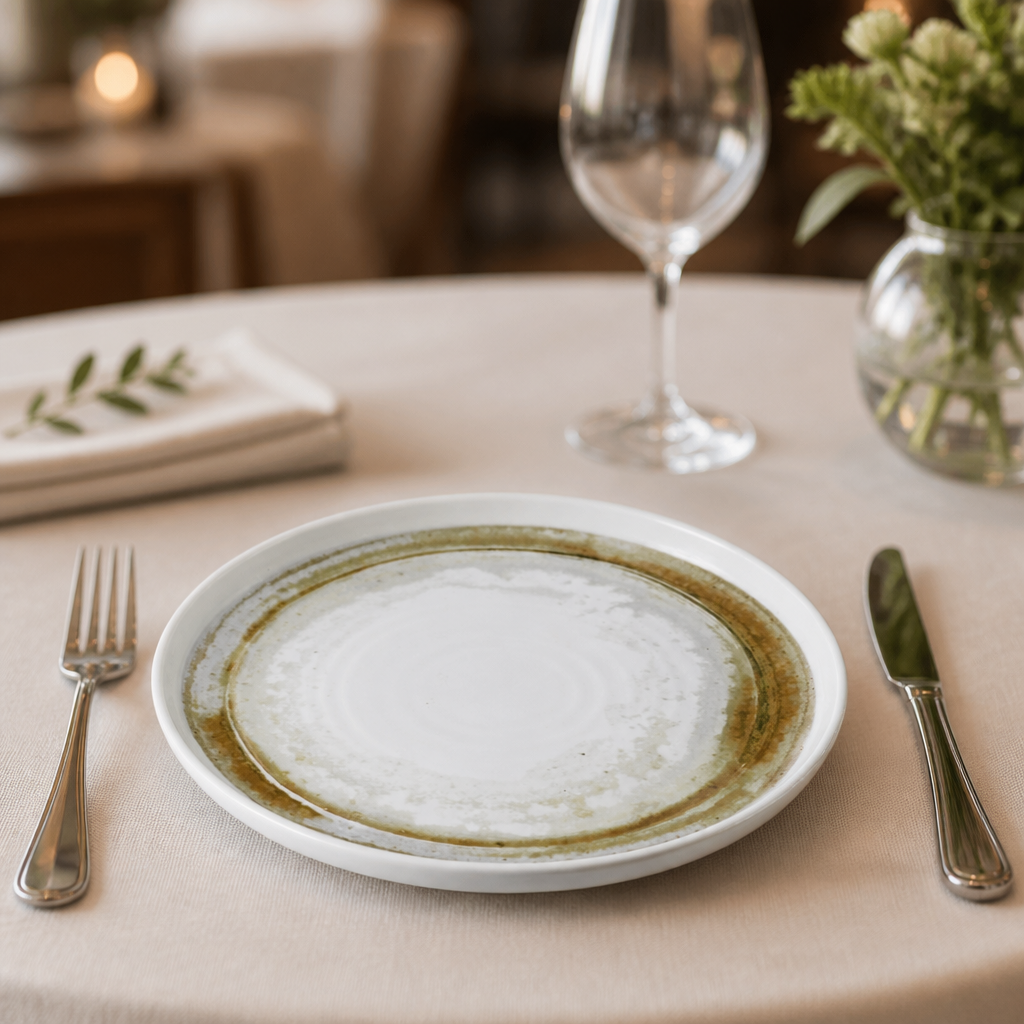 Set of 6 Commercial Walled Plates 260mm in Vitrified Ceramic