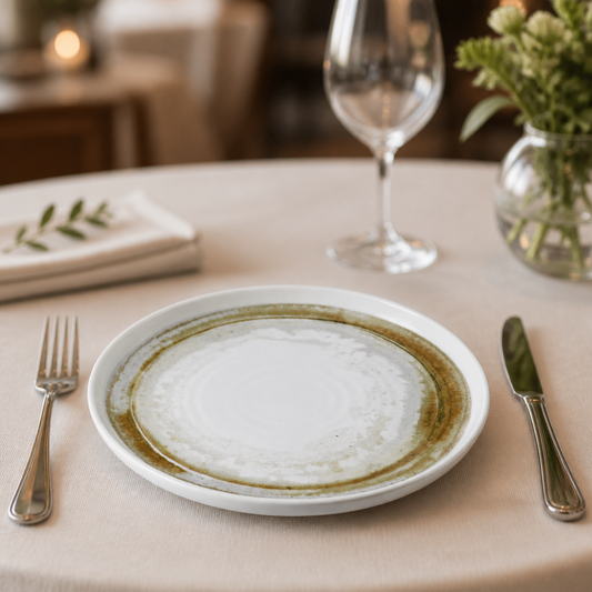 Set of 6 Commercial Walled Plates 260mm in Vitrified Ceramic