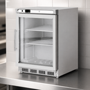 Commercial Glass Door Freezer 129Ltr Stainless Steel Display