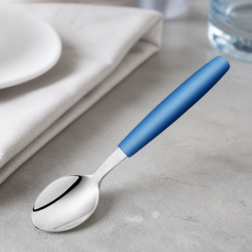 Commercial Dessert Spoons Blue Handles 12 Pack 170mm