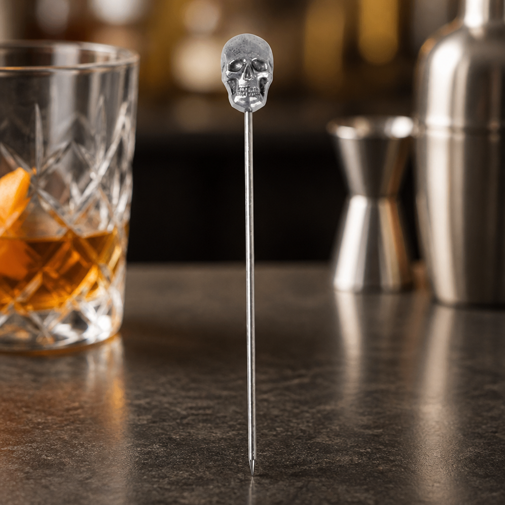 Commercial Stainless Steel Skull Garnish Picks 10 Pack