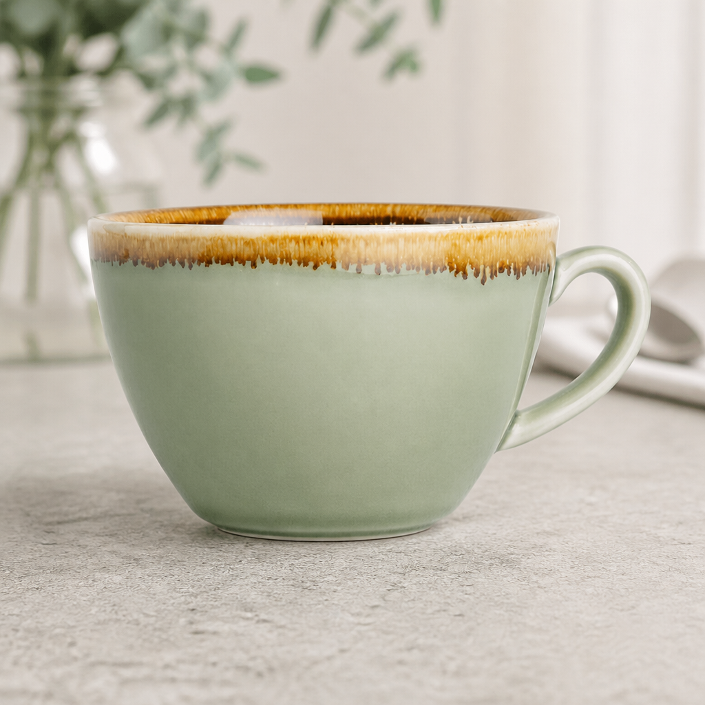 Commercial Cappuccino Cups 340ml Porcelain Moss 6 Pack