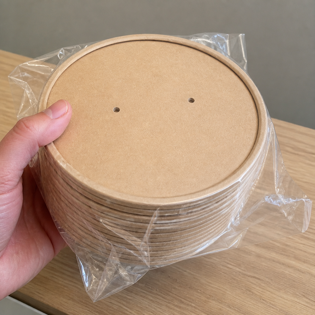 Compostable Paper Soup Container Lids 98mm 500 Pack