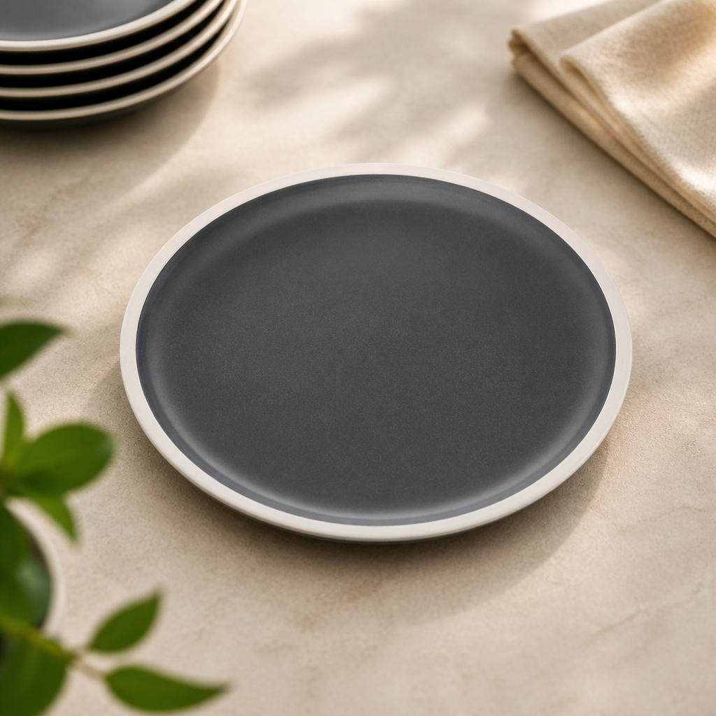 Commercial Vitrified Porcelain Plates 210mm Charcoal 6 Pack