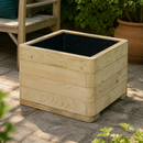 62 Litre Commercial Wooden Planter 50cm Square Garden Decor