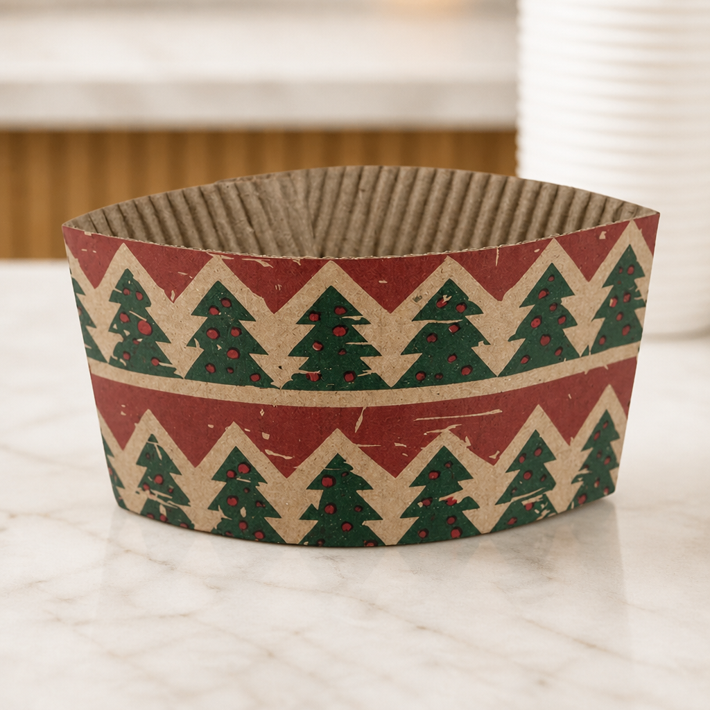 Recyclable Christmas Cup Sleeves for 8oz Hot Cups 100 Pack