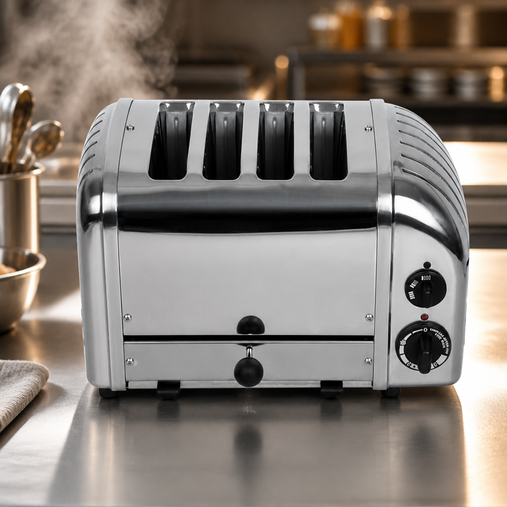 Commercial 4 Slice Stainless Steel Toaster with Timer