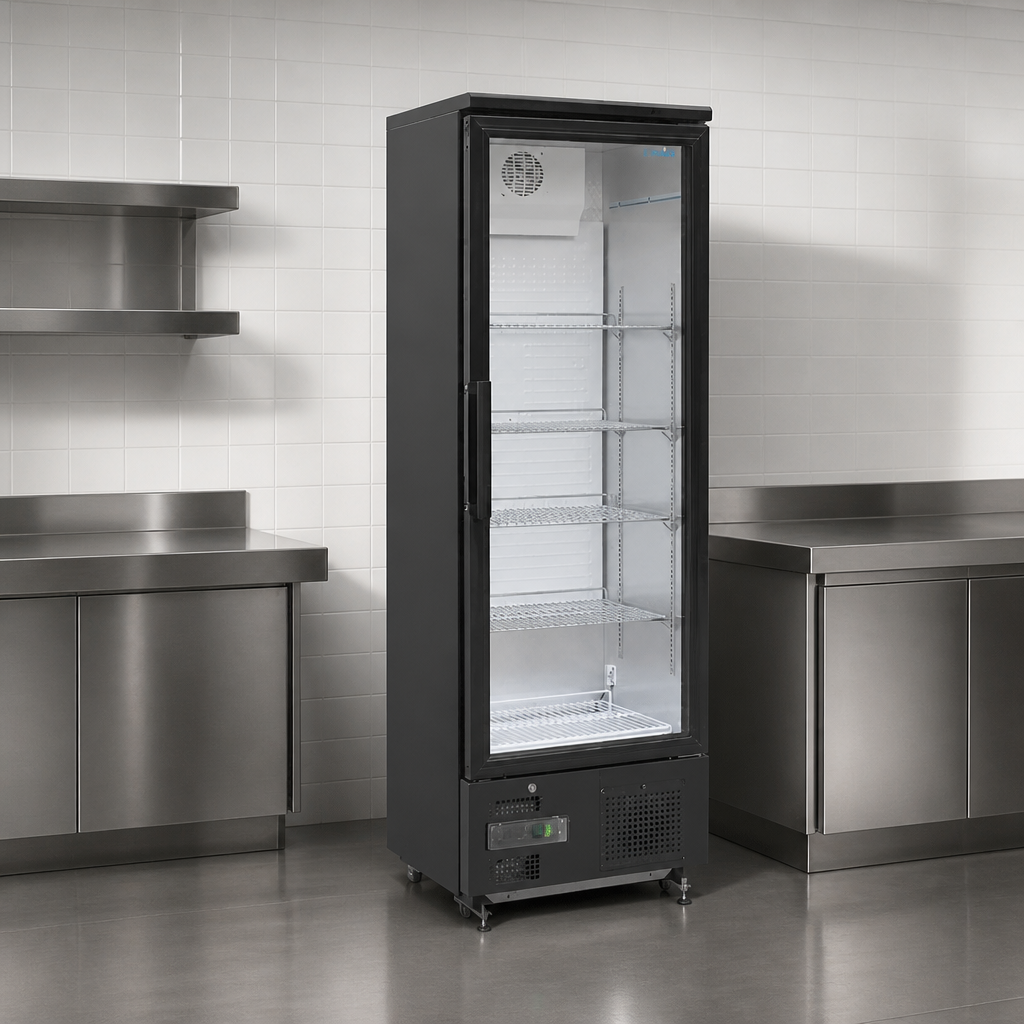 307Ltr Commercial Upright Back Bar Cooler with Hinged Door