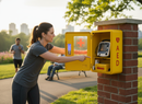 Premium Heated Outdoor Defibrillator Cabinet - Weather-Resistant, Universal AED Compatibility, High Visibility Green Design