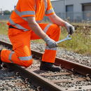 High-Performance High Visibility Polycotton Cargo Trousers in Orange with Reinforced Pockets and Shirtgrip Waistband