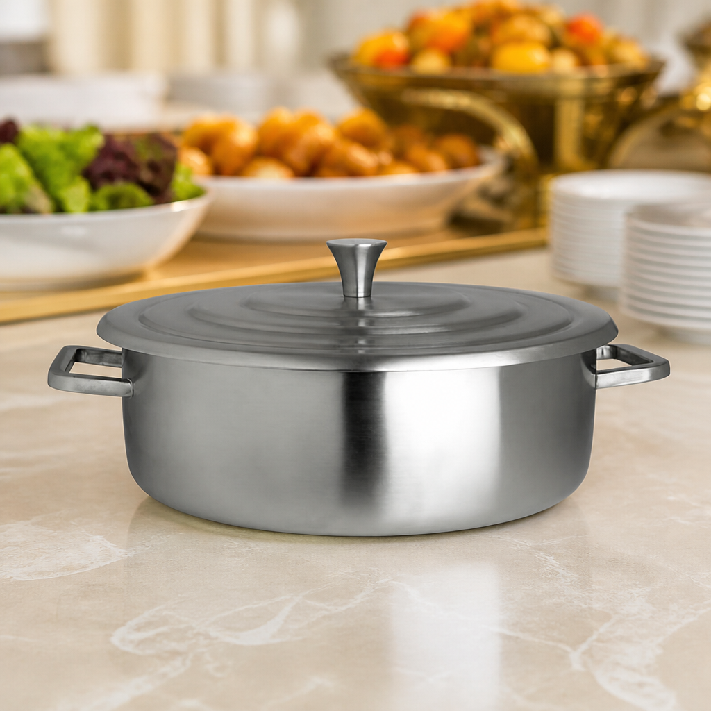 Commercial Round Chafer 3.8L Brushed Stainless Steel Dish