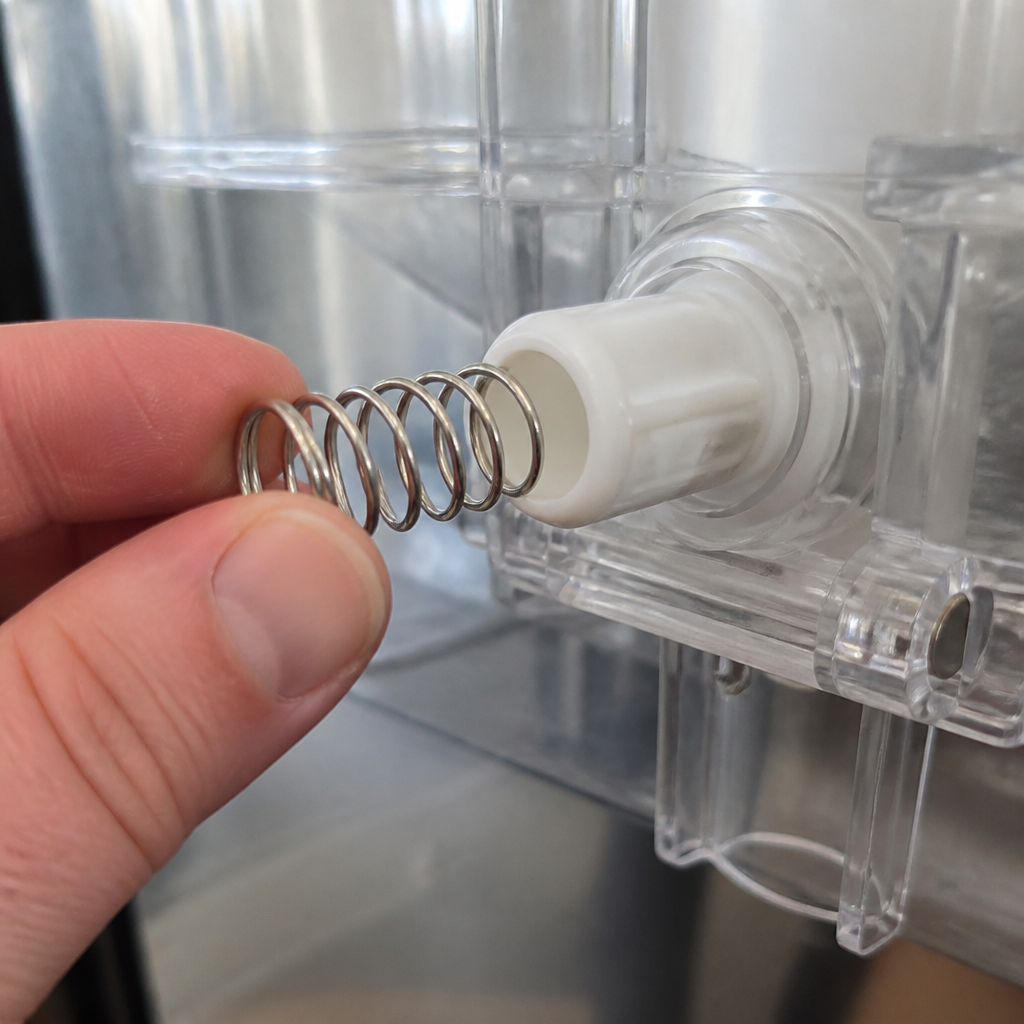 Commercial drink dispenser metal parts in silver, 6mm height