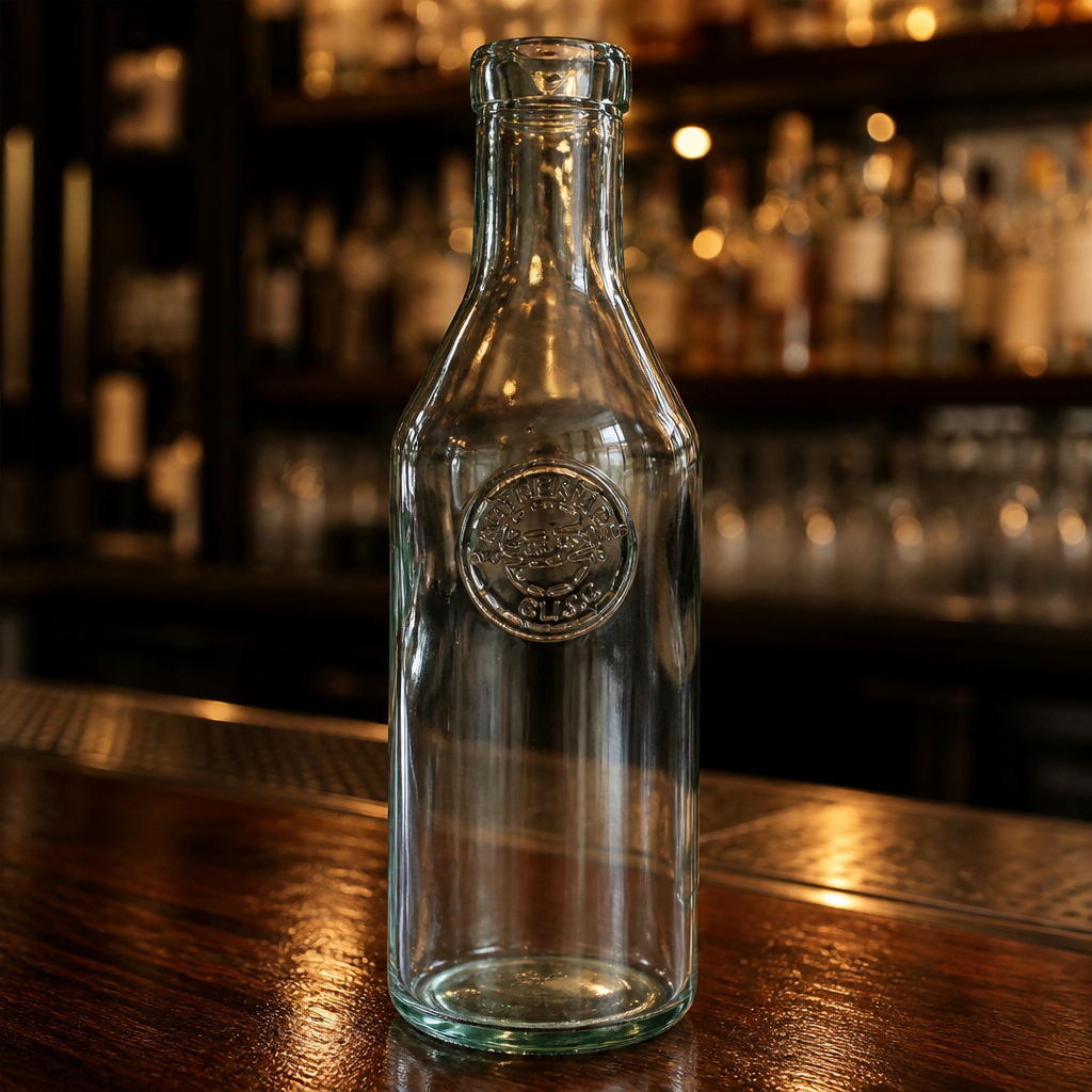 1L Recycled Glass Water Bottle for eco-friendly table serving
