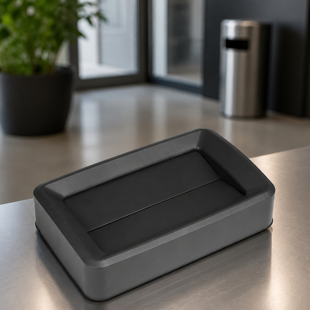 Commercial 60/80L Slim Bin Lid with Hinged Access - Black
