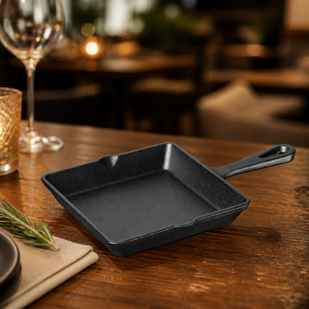 Commercial Cast Iron Sizzler Pan 155x225mm Oven-To-Table