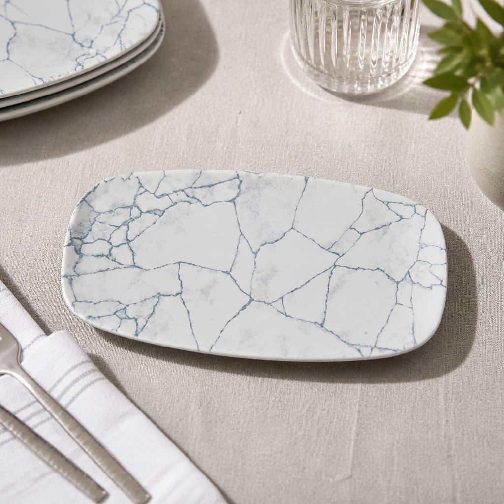 Commercial Kintsugi Oblong Plates 287x152mm 12 Pack