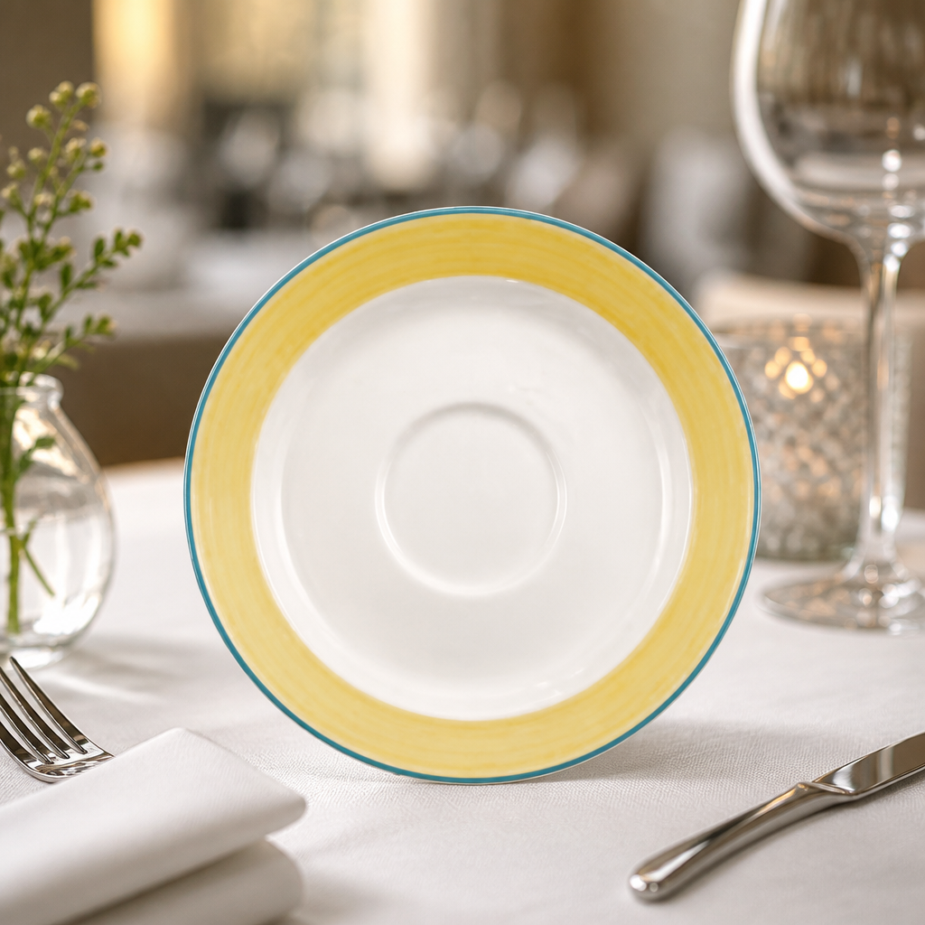 150mm Commercial Yellow Saucers - 200ml Capacity (36 Pack)