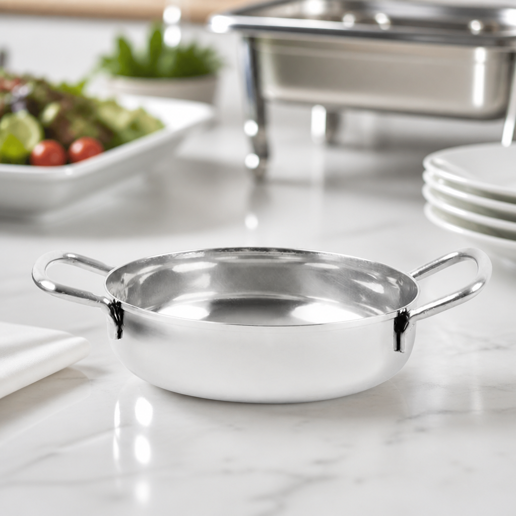 Commercial Stainless Steel Double Handle Serving Dish 125mm