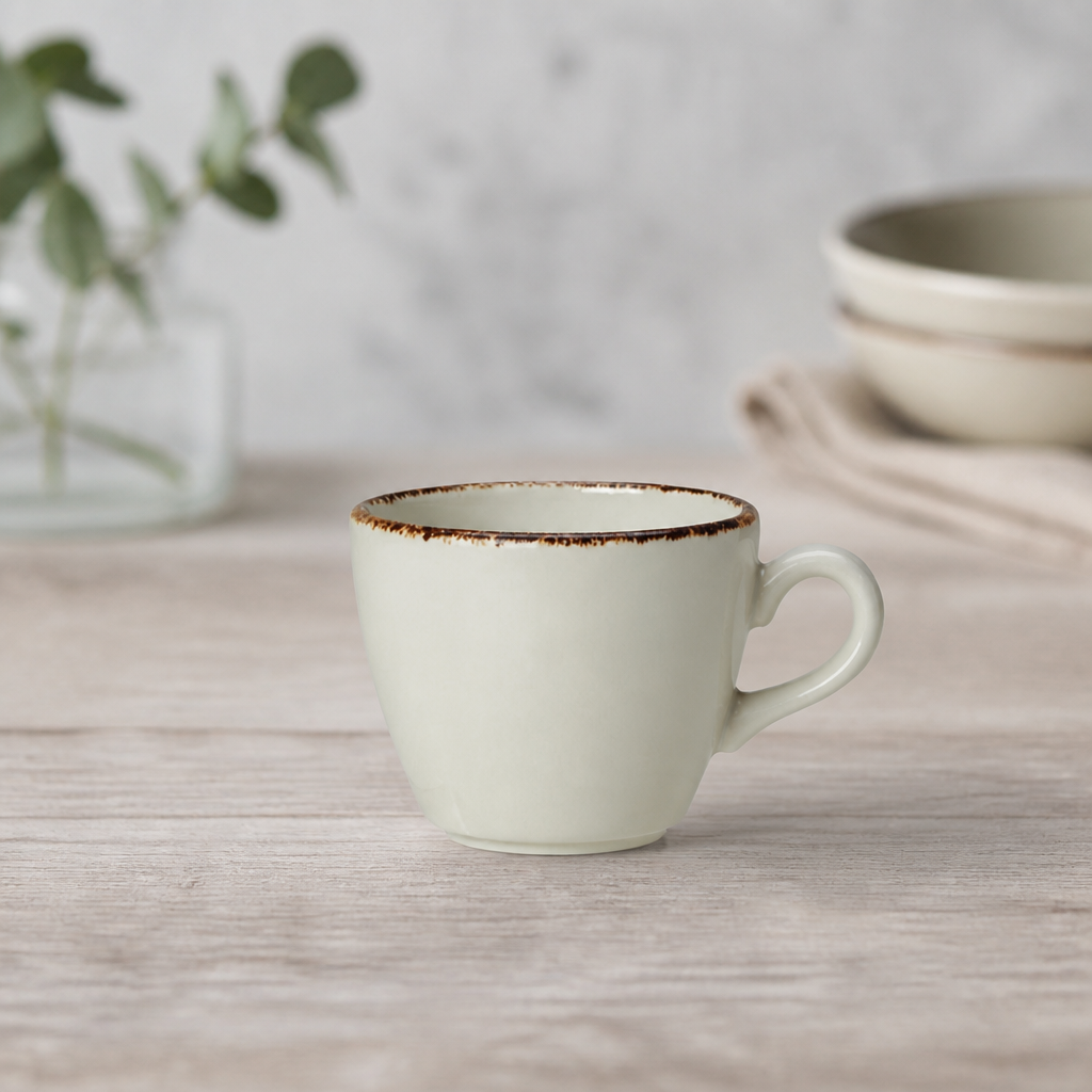 Commercial Brown Dapple Cups 85ml - 12 Pack Vitrified Ceramic