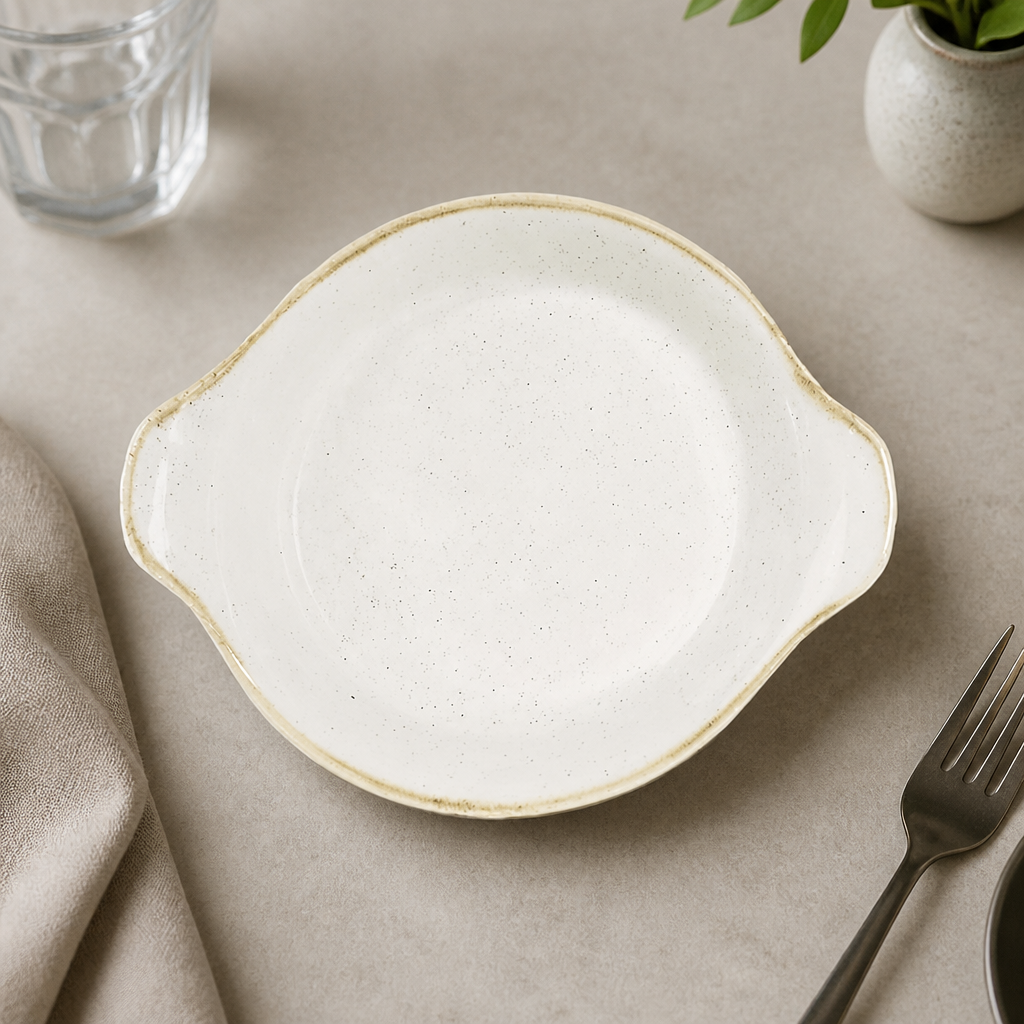 Commercial Eared Dishes 180mm Round Ceramic 6 Pack Barley