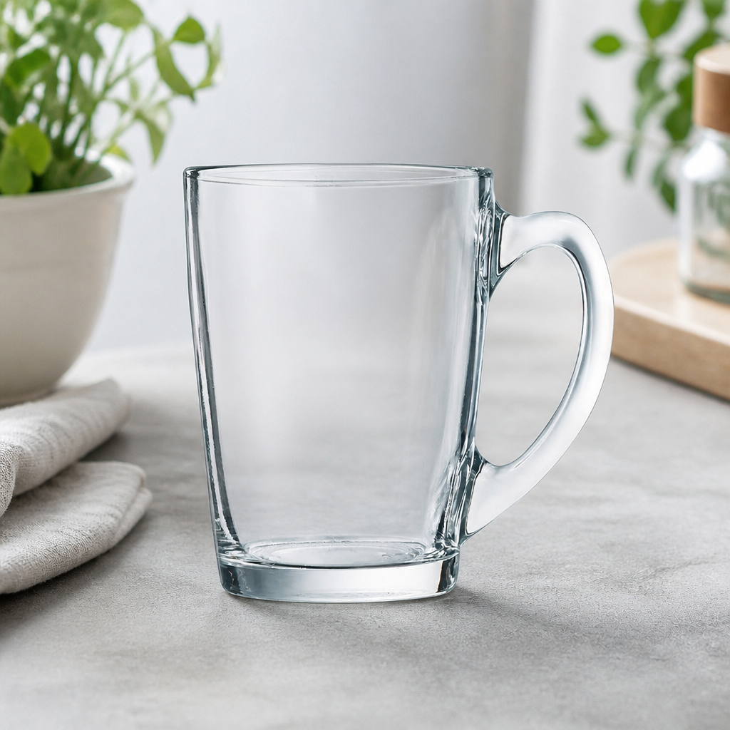 Commercial Glass Mugs 320ml - Set of 6 Heat-Resistant Mugs