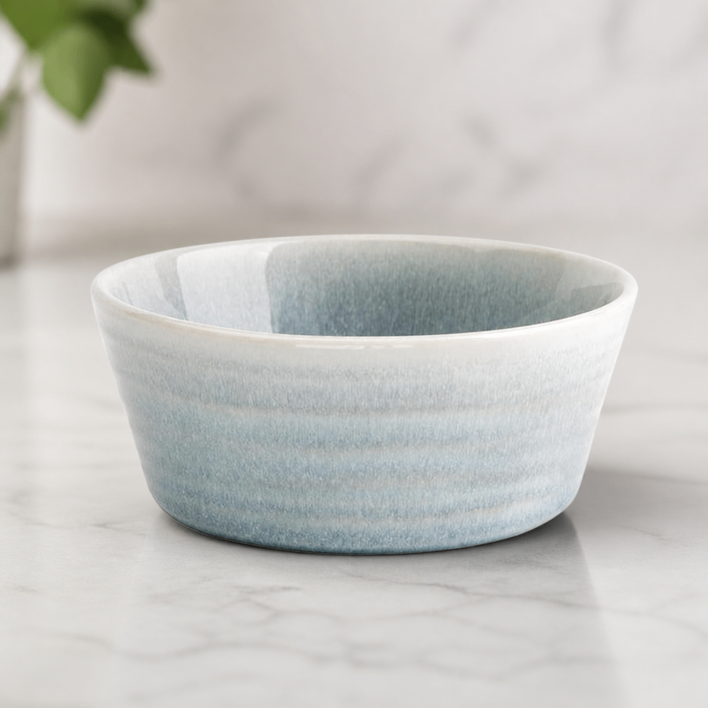 Commercial Oven-Safe Flat Round Bowls Ice Blue 143mm 6 Pack