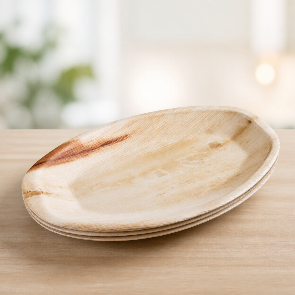 Compostable Palm Leaf Oval Plates 360mm 100 Pack