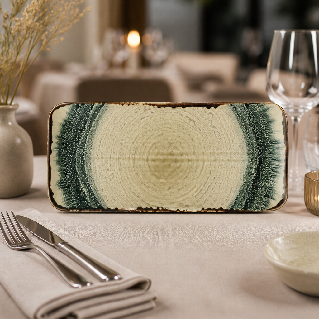 Commercial Rectangular Plates 270x160mm - 6 Pack Organic Design
