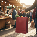 Premium Red Paper Carrier Bags with Twist Cord Handle - Durable and Eco-Friendly Kraft Material