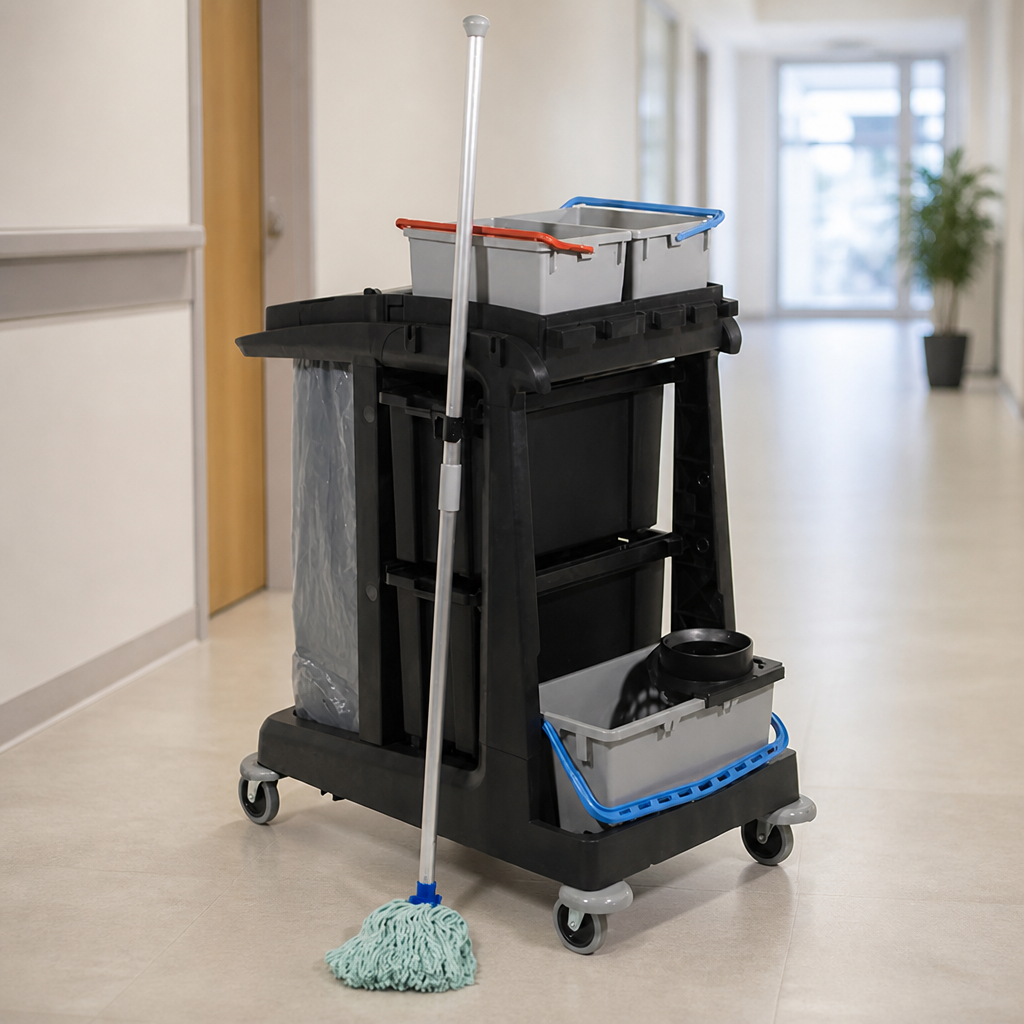 Commercial Eco-Friendly Cleaning Trolley with Mop Kit