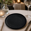 Commercial Melamine Round Plates Black 164mm 12 Pack