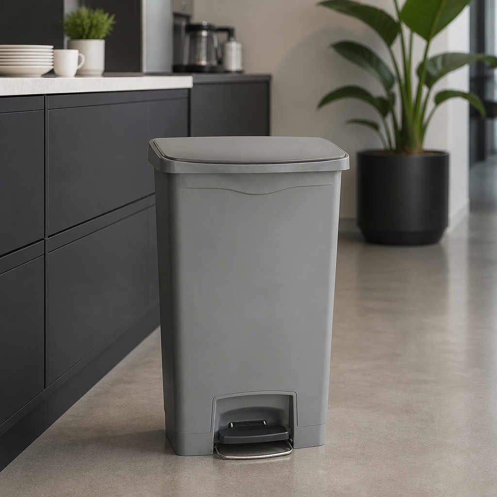 Commercial 50L Slim Step-On Pedal Bin Grey Polyethylene