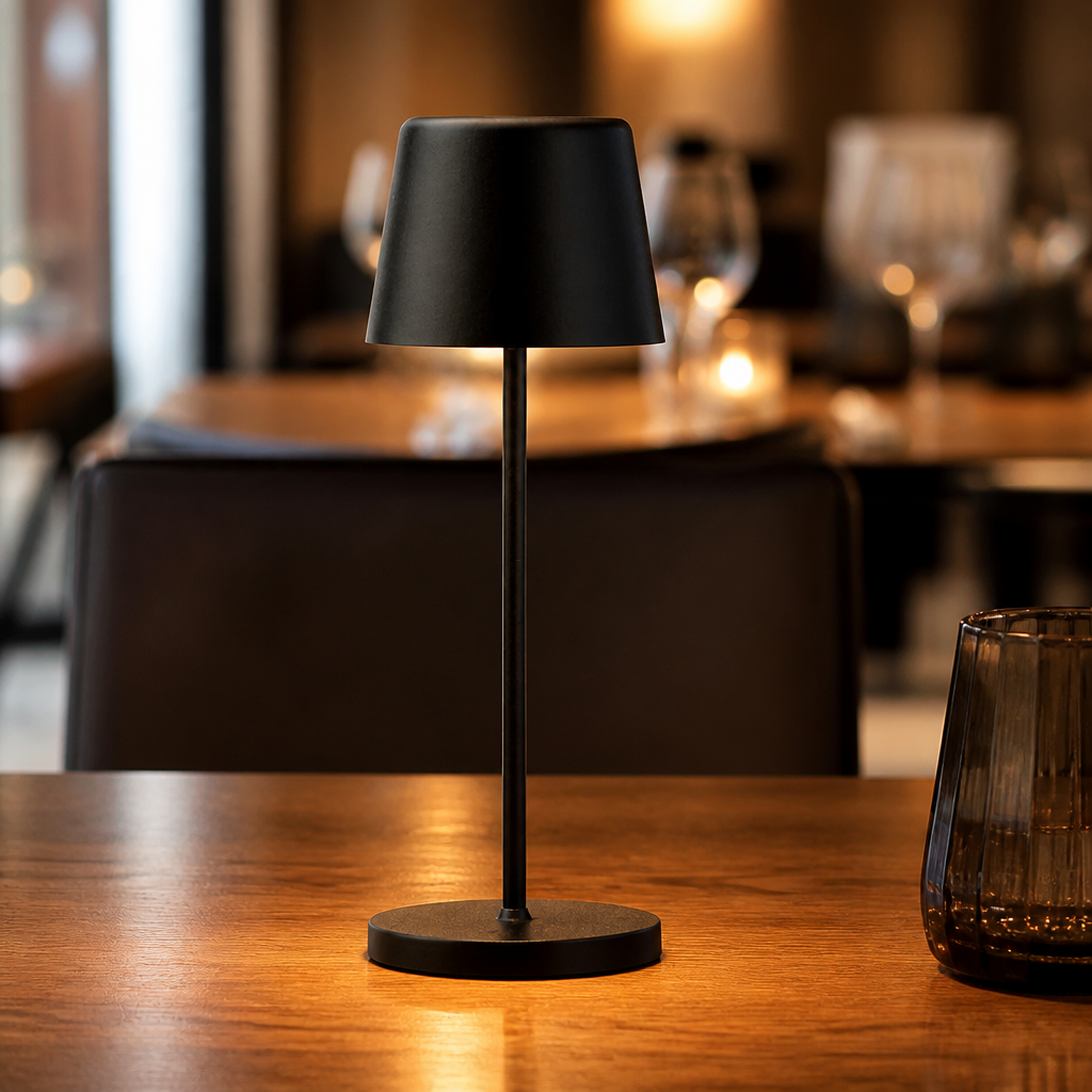 Micro LED Cordless Table Lamp 210mm Black (6 Pack)