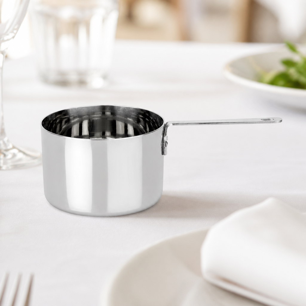 Commercial Mini Sauce Pan 90x60mm Stainless Steel 0.371 Ltr