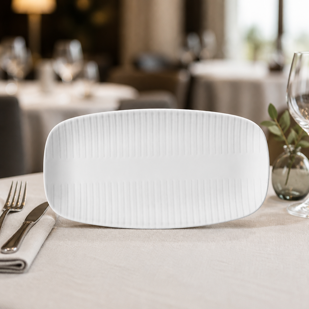 Commercial Oblong Plates 350x187mm in grey, 6 pack