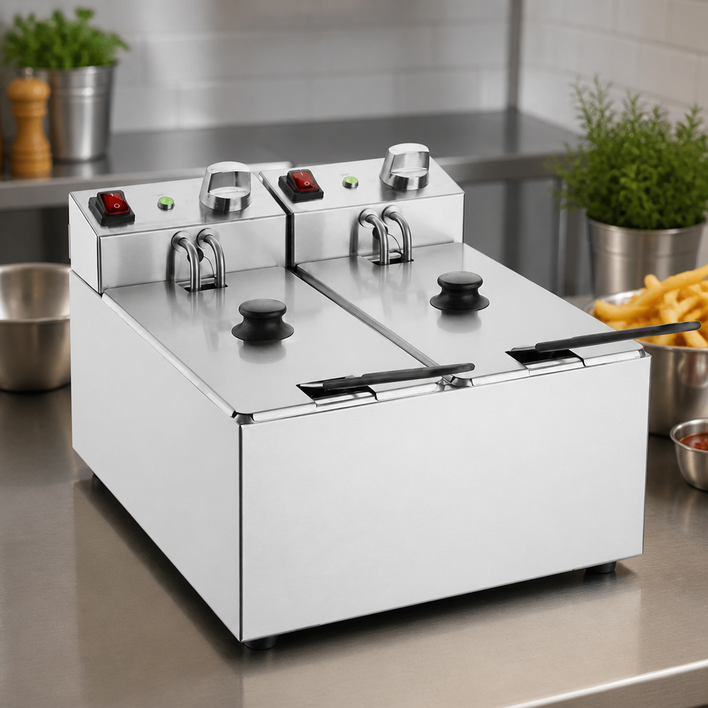 Commercial Countertop Electric Fryer 2x3L Capacity