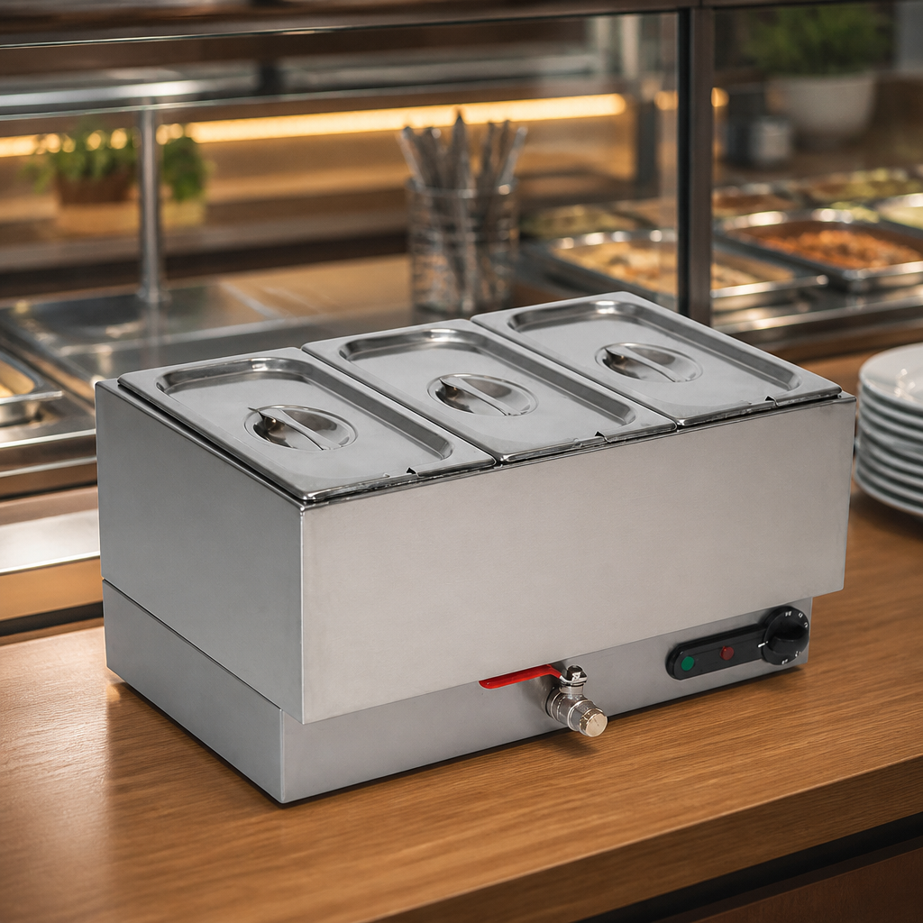 Commercial Wet Heat Bain Marie for Three 1/3 GN Pans